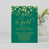Invitation En Aluminium Emerald Green Gold Foil Pour Avoir À Tenir Mariage (Debout devant)