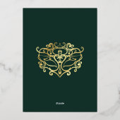 Invitation En Aluminium Emerald Green & Gold Masquerade Sweet 16 Party (Verso)