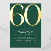 Invitation En Aluminium Emerald Green & Gold | Moderne Simple 60e annivers (Recto)