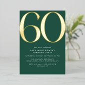 Invitation En Aluminium Emerald Green & Gold | Moderne Simple 60e annivers (Debout devant)
