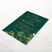 Invitation En Aluminium Emerald Green & Gold Peony Moderne Floral Mariage (Rotation)