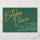 Invitation En Aluminium Emerald Green & Gold Simple Moderne Dîner d'annive (Recto)