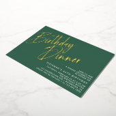 Invitation En Aluminium Emerald Green & Gold Simple Moderne Dîner d'annive (Rotation)