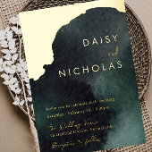 Invitation En Aluminium Emerald Green Mariage : Aquarelle or