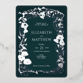 Invitation En Aluminium Emerald Green Rose Gold Floral Mariage (Recto)