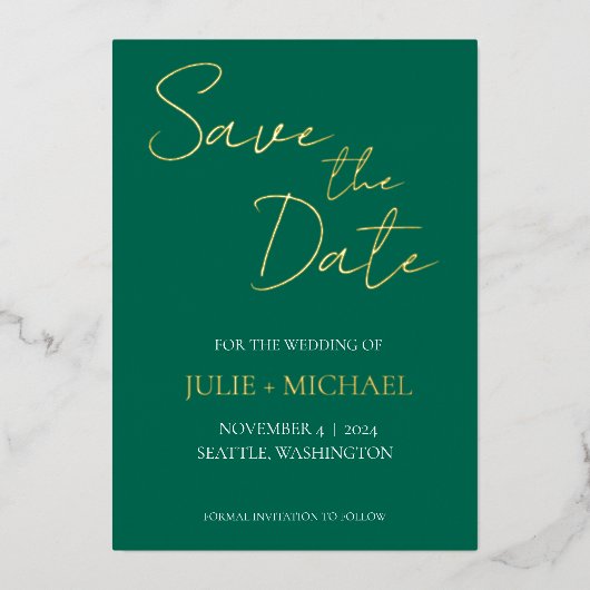 Invitation En Aluminium Emerald Green Simple Style Wedding Enregistrer la (Recto)