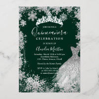 Emerald Green Snowflake Quinceanera d'hiver