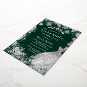Invitation En Aluminium Emerald Green Snowflake Quinceanera d'hiver (Rotation)