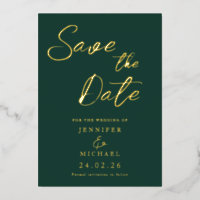 Emerald Green Wedding Enregistrer La Date Gold