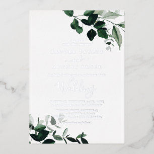 Invitation En Aluminium Emerald Greenery Mariage au feuillage d'argent