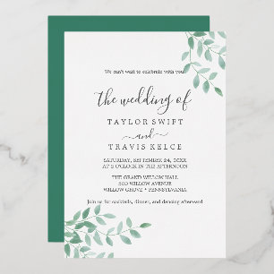 Invitation En Aluminium Emerald Greenery   Rose Gold Foil Mariage 
