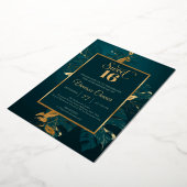 Invitation En Aluminium Emerald vert et véritable feuille d'or sweet sixte (Rotation)