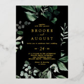 Invitation En Aluminium Émeraude | Gold Foil Black Mariage Décontracté (Recto)