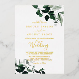 Invitation En Aluminium Émeraude   Mariage Gold Foil