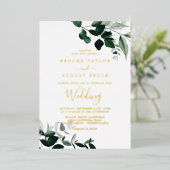Invitation En Aluminium Émeraude | Mariage Gold Foil (Debout devant)