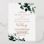 Invitation En Aluminium Émeraude | Mariage Rose Gold Foil (Recto)
