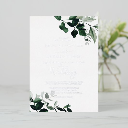 Invitation En Aluminium Émeraude | Mariage Silver Foil (Debout devant)