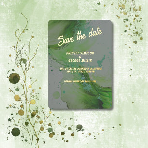 Invitation En Aluminium Émeraude verte enregistrer la date or Foil Invitat