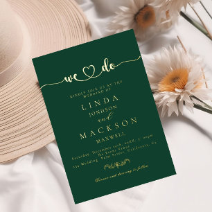 Invitation En Aluminium Emeraude verte et or Mariage Nous faisons