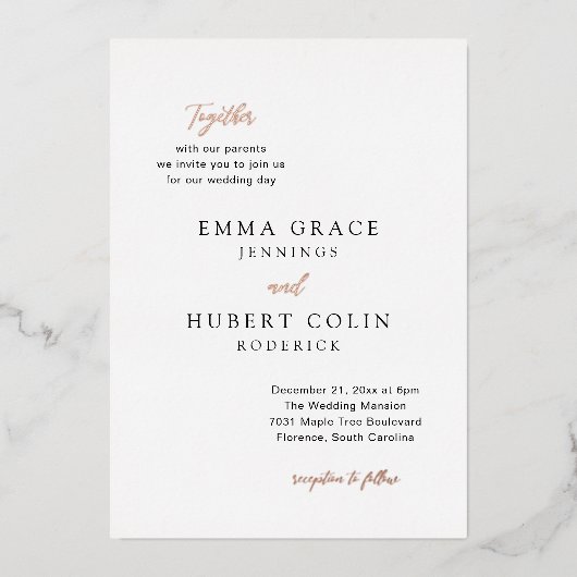 Invitation En Aluminium Emma Elegant Wedding (Recto)