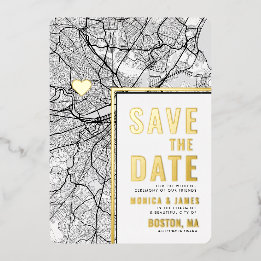 Invitation En Aluminium Emplacement de l'amour de Boston | Plan de ville E