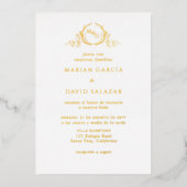 Invitation En Aluminium En espagnol Real Gold Foil Mariage (Recto)