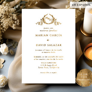 Invitation En Aluminium En espagnol Real Gold Foil Mariage