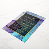 Invitation En Aluminium Encre Abstraite liquide Violet Aqua (Rotation)