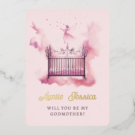 Invitation En Aluminium Enfant Fée aquarelle photo Godmère Proposition (Recto)