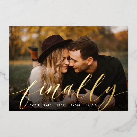 Invitation En Aluminium Enfin | Photo complète Enregistrer la date (Recto)