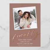 Invitation En Aluminium Enfin | Photo instantanée Enregistrer la date (Recto)