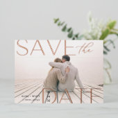 Invitation En Aluminium Énoncé moderne | Photo horizontale Enregistrer la  (Debout devant)