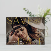 Invitation En Aluminium Énoncé moderne | Photo horizontale Enregistrer la  (Debout devant)