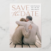 Invitation En Aluminium Énoncé moderne | Photo Verticale Enregistrer La Da (Recto)