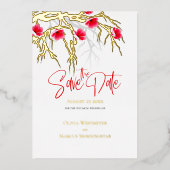 Invitation En Aluminium Enregistrer la date Branche de fleurs japonaises (Recto)