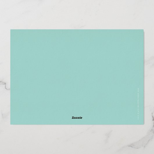 Invitation En Aluminium ENREGISTRER LA DATE élégant script mint or vert (Verso)