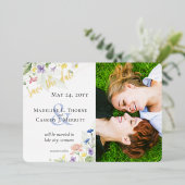 Invitation En Aluminium Enregistrer la date Fleur sauvage aquarelle Mariag (Debout devant)