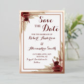 Invitation En Aluminium Enregistrer la date Mariage Pampas Grass Rose Gold (Debout devant)