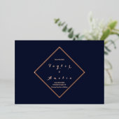 Invitation En Aluminium Enregistrer la date Minimal Chic Rose Gold Navy (Debout devant)
