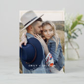 Invitation En Aluminium Enregistrer la date Photo Gold (Debout devant)