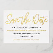 Invitation En Aluminium Enregistrer la date réelle du script moderne (Recto)