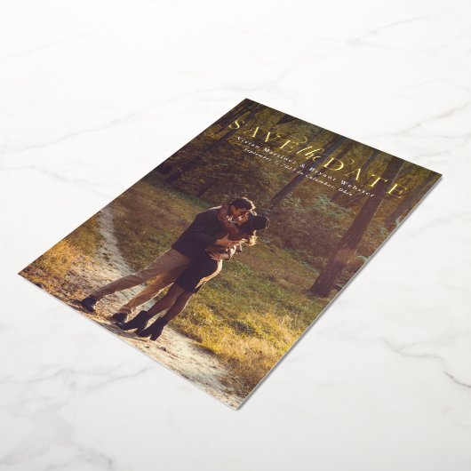 Invitation En Aluminium Enregistrer la date simple élégante verticale une (Rotation)