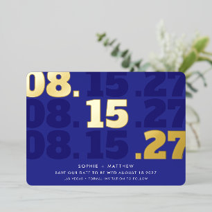 Invitation En Aluminium ENREGISTRER LA DATE type moderne en bloc date ble