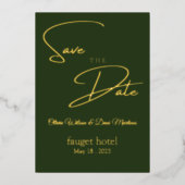 Invitation En Aluminium enregistrer la date verte élégante (Recto)