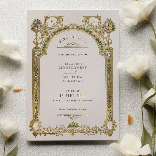 Invitation En Aluminium Enregistrer la date Victorian Royal Elegance Maria