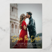 Invitation En Aluminium Enregistrer la photo de script de date stylish (Recto)