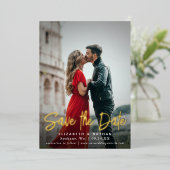 Invitation En Aluminium Enregistrer la photo de script de date stylish (Debout devant)
