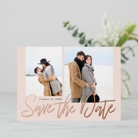 Invitation En Aluminium Enregistrer le titre de la date de l'annonce Real  (Debout devant)