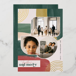Invitation En Aluminium Ensemble & Joyeux   Photo Abstraite moderne Noël
