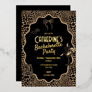 Invitation En Aluminium Enterrement de vie de jeune fille Imprimé Glam Bla